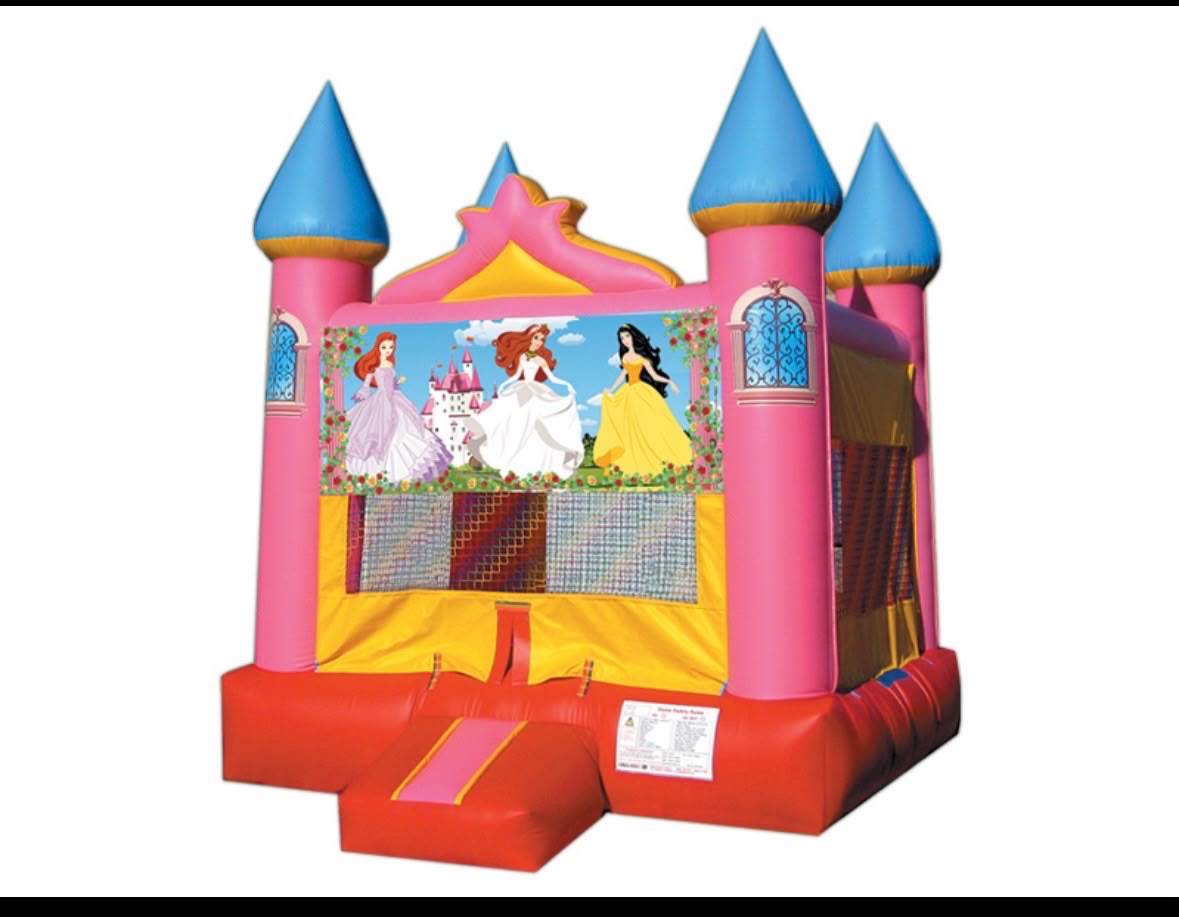 Pink princess castle bounce house