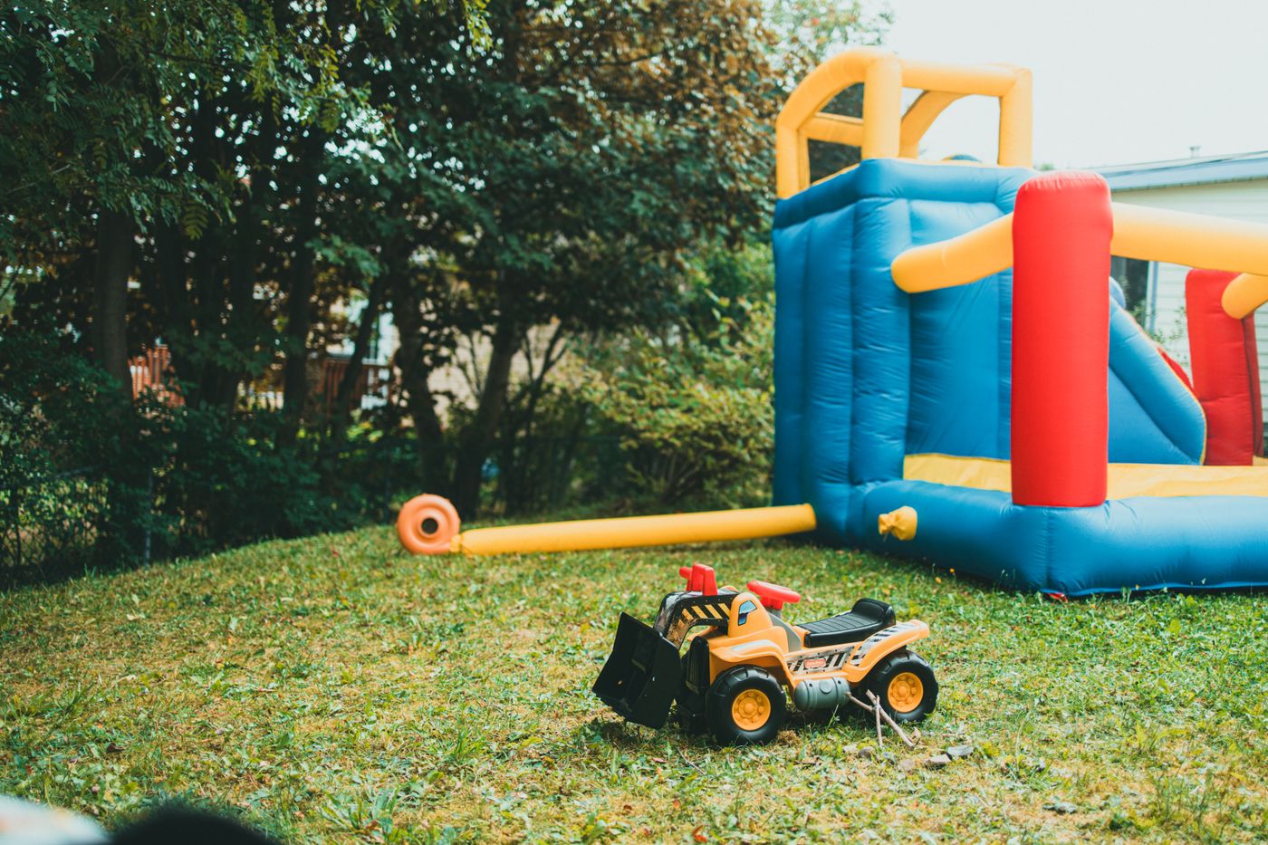 Dolphin combo bounce house with attached slide