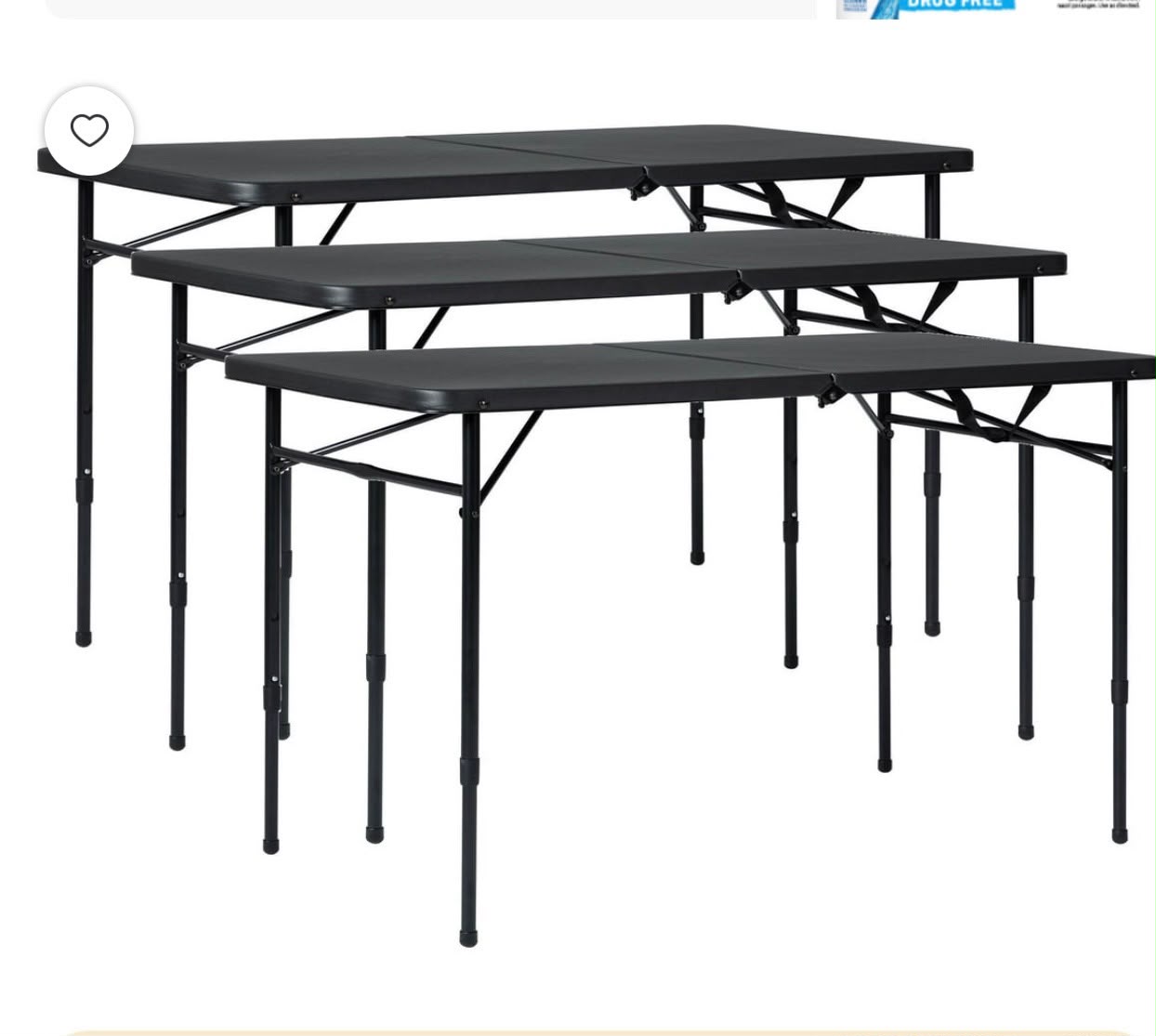 Black folding banquet tables